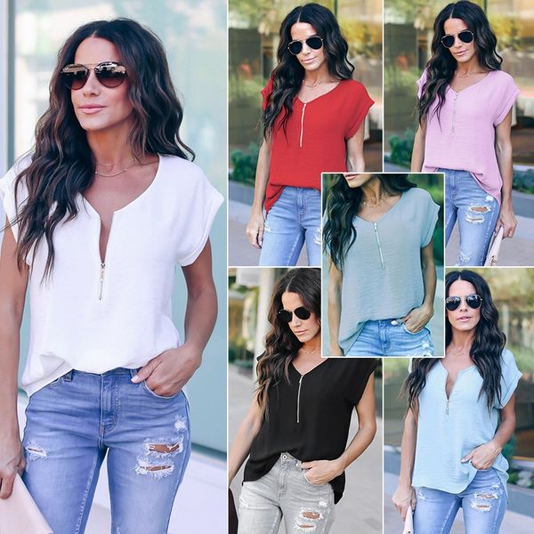 

2019 2019 t-shirt zipper zipper t-shirt, White