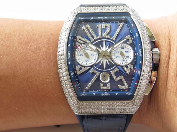 

новые моды часы синяя яхте 7750 автоматический 44x54mm движение 316 роскошных тонкой стальной мужские часы дизайнерские часы, Slivery;brown