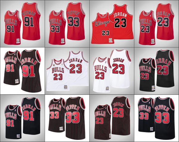 

chicago bulls men retro michael jor dan mj scottie pippen dennis rodman nba 1997-98 all-star hardwood classics jersey, Black