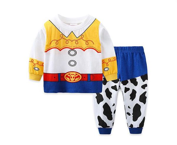 

children pajamas toddler pijama baby boy spring autumn new cotton home clothes sheriff cartoon 2-7y, Blue;red