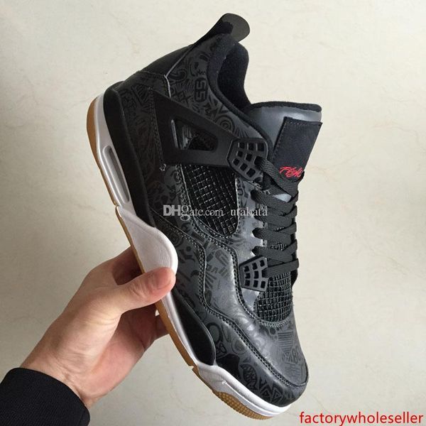 

boxhigh with quality 4 4s se laser black gum white cement punch men basketball shoes thunder royalty black gold sneakers shoes