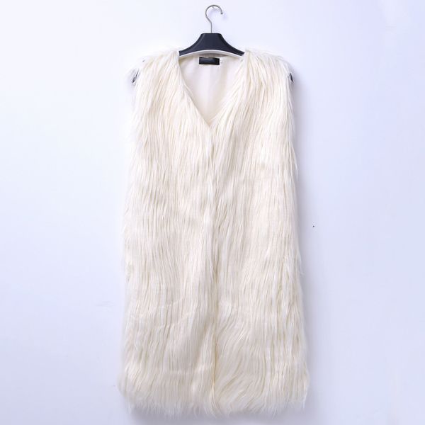 

autumn winter warm faux fur coat women outerwear sleeveless long coats casual jacket pink fashion women's vest waistcoat, Black