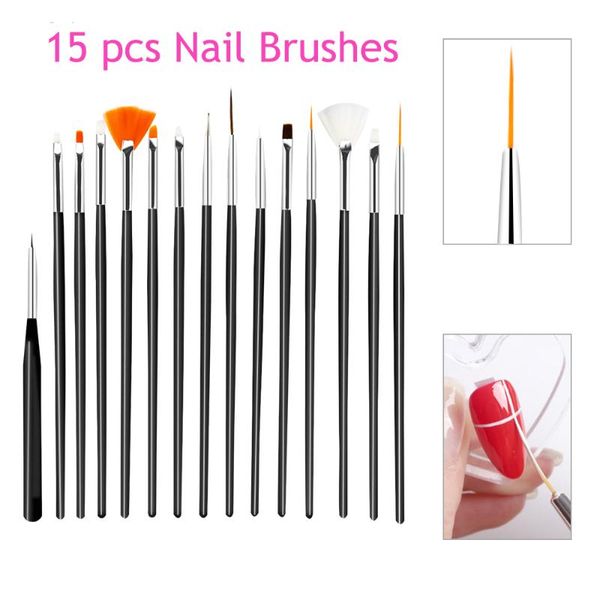 

5/6/7/8/15pcs/set borstel voor gradiënt nail borstel voor manicure gel brush for nail polish painting drawing tekening tool, Yellow