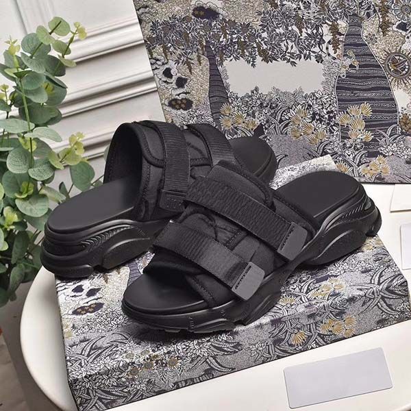 

2020 designer sandals luxury women slides slipper letters summer wedges triple platform slide slipper fashion brand beach espadrilles, Black