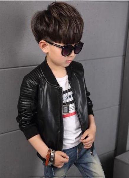 

boys coats children's clothes fashion casual bomber jacket boy child long sleeve slim pu comfort simple child jacket, Blue;gray