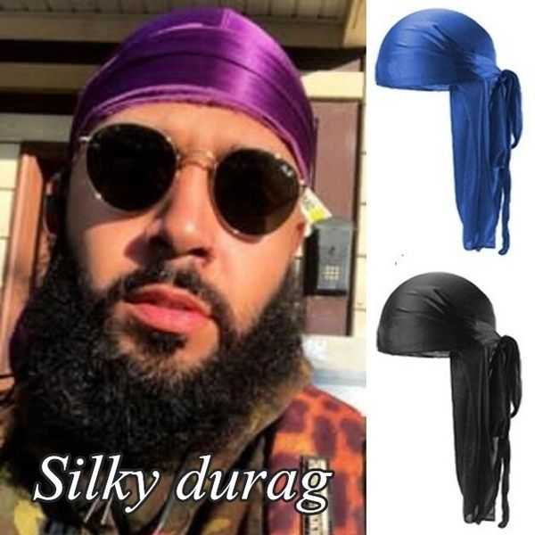 

silky pirate hat for men women headwrap headscarf soft cap for hair, Blue;gray