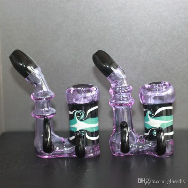 Tubi di fumo viola con schermo filtrante Bong in vetro soffiato a mano da 5 pollici Pyrex Oil Burner Pipe