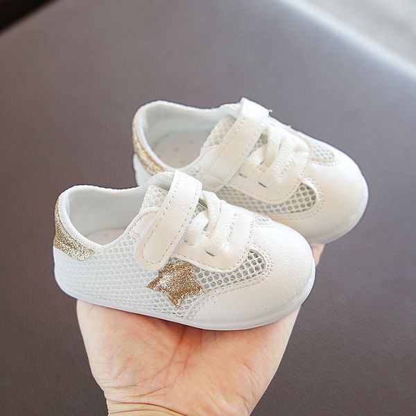 

mesh white toddler shoes for boys and girls casual sport sneakers summer breathable children's baby walking shoes, Black