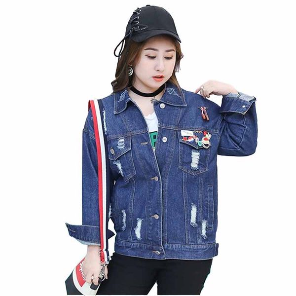 

denim jacket women 2019 autumn winter plus size xl-4xl long sleeve single-breasted jeans short outerwear casual coat female g301, Black;brown