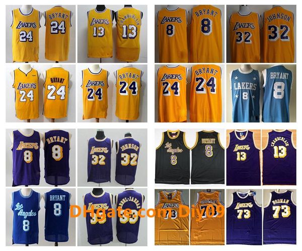 

vintage los angeles lakers jersey lebron 23 james 33 kareem abdul-jabbar24 bryant 32 earvin johnson chamberlain jerseys, Black;red