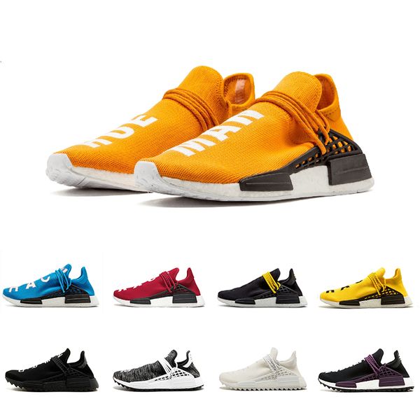 

red white orange human race trail running shoes holi black blue gream men women pharrell williams hu runner sports sneakers