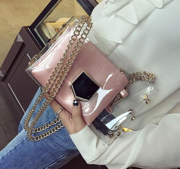 

anaare лето crossbody сумка для женщин сумка transparent jelly плечо сумка rivet композитных сумки пляжных сумок bolsa feminina
