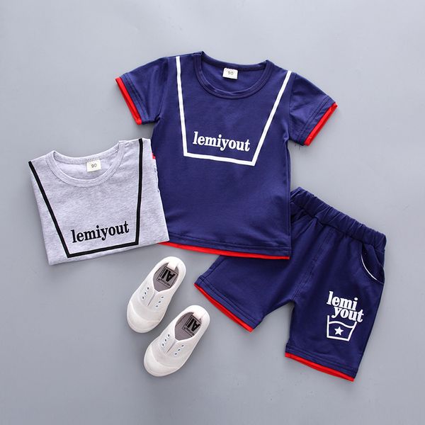

summer baby boys 2-pieces clothing sets cotton print t-shirt + patchwork shorts for 73-110cm, White