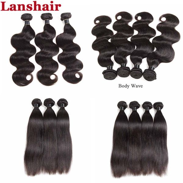 

lans человеческие волосы 8a бразильская объемная волна прямые малайзийские человеческие волосы дешевые 100% реми волос утка 3/4 пучки 10-26, Black