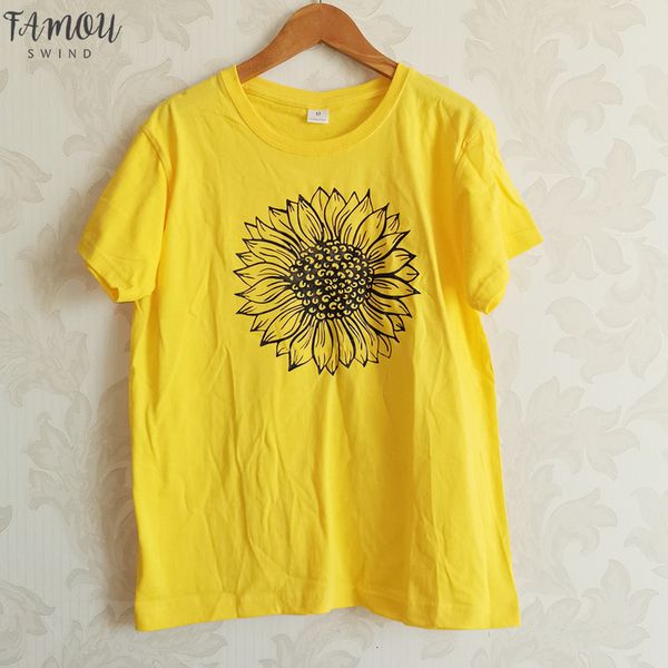 

sunflower t shirt women aesthetic grunge short sleeve t shirt cotton graphic tees summer fashion clothing dropshipping, White