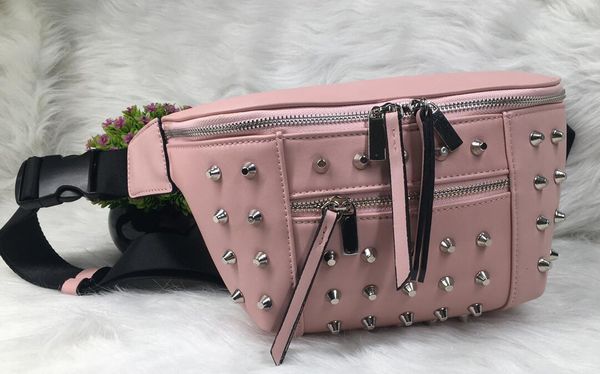 

2019 summer new style women pu leather rivet waist bags 8003a famous brand new men funny shoulder bags c206