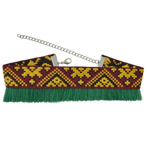 

handmade bohemia choker necklace tassel pendant ethnic collar choker necklace for women, Silver