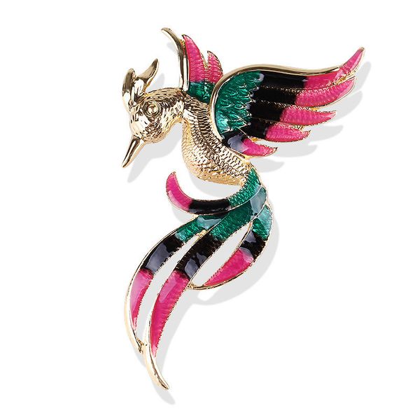 

oil dripping alloy enamel can passion of love phoenix animal brooch brooch pin, Gray