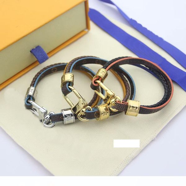 

мода марка названный браслеты lady трехпалубная отпечатки цветов кожаный шнур браслет с золотом 18k v письмо аксессуары металл, Black