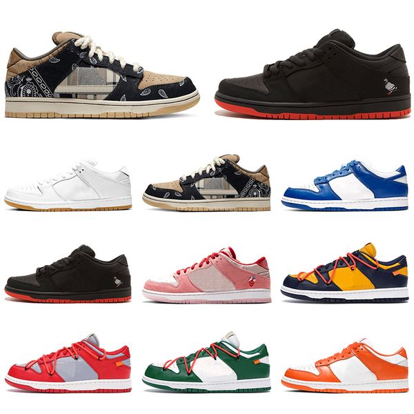 

sb dunk low travis scotts casual shoes platform designer men women sneakers white orange green skateboard sports chaussures size 36-45