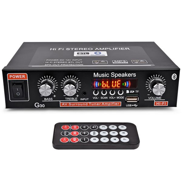 

aiyima 12v car amplifier hi-fi 2.0 channel auto audio digital bluetooth amplifiers support fm tf card u disk remote car home