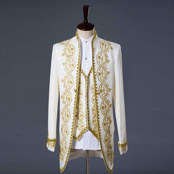 

court style men's suits tuxedo dresses three-piece factory direct european and american costumes men's stage costumes, White;black