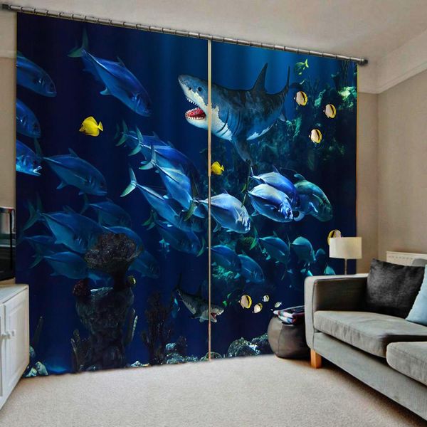 

dolphin drapes living room bedroom decor 2 panels hookswindow curtains blue ocean curtains kids