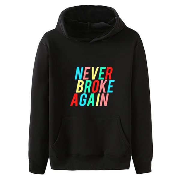 

sudaderas para hombres never broke again letter hoodie autumn winter men full sleeve hooded pullovers casual sweatshirts, Black