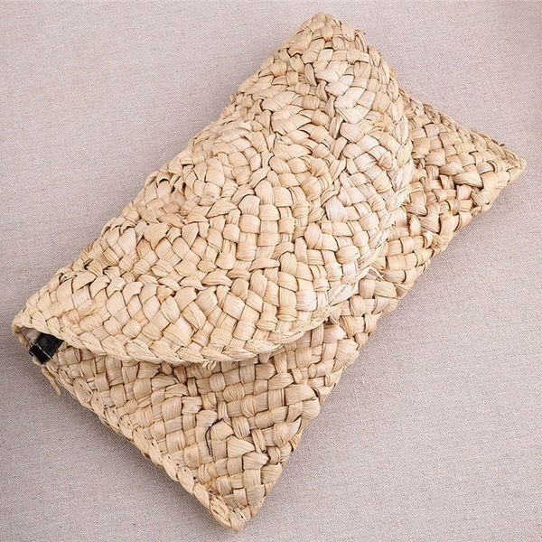 

bohemia beach bag women summer straw knitted handbag messenger long bag clutch
