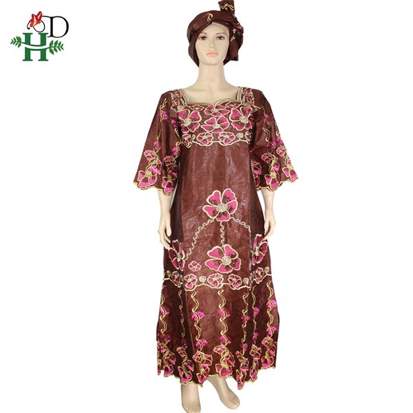 

h&d 2019 african dresses for women embroidery bazin riche dress with head wraps dashiki long dresses south africa lady clothes, Red