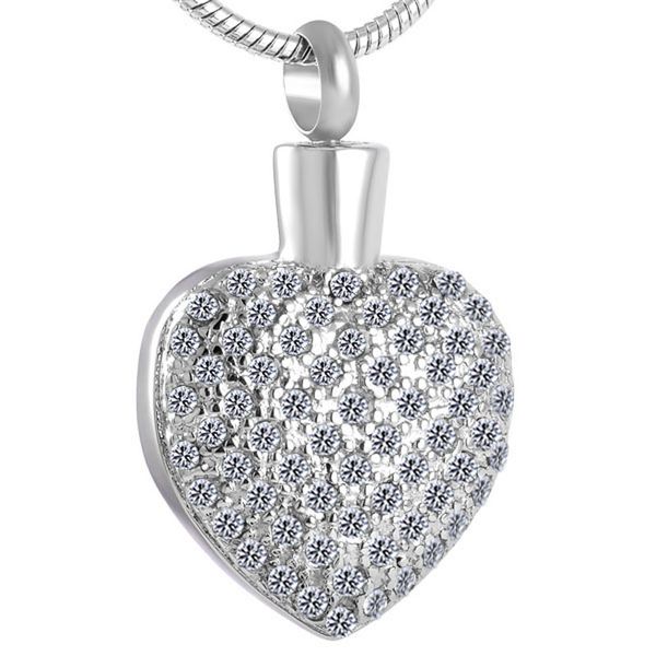 

h8553 silver color crystal heart shape cremation jewelry urn necklace for ashes stainless steel memorial keepsake pendant