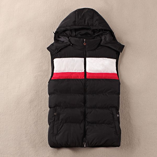

winter mens down warm hoodied print vest chaleco hombre blue/black sleeveless jackets gilet homme waistcoat colete masculino, Black;white