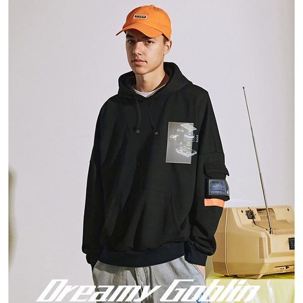 

designer sweater 2019 mens autumn new loose print hooded brand fashion hoodie luxury hip hop coat shirt men's clothing, Black