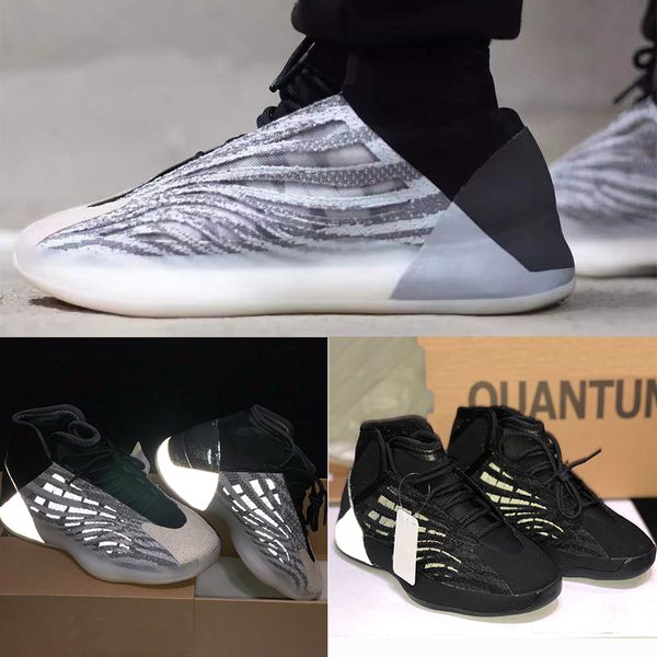 

quantum kanye west basketball shoes men women 3m reflective triple black fashion sport mens designer trainers sneaker us 5-12.5