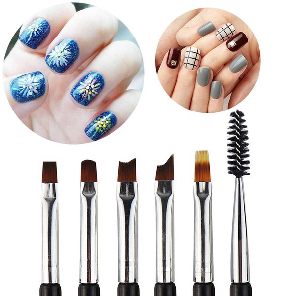 

6 style nail art gel extension builder brush gradient fade color flower drawing painting pen ptherapy smile french brush, Yellow