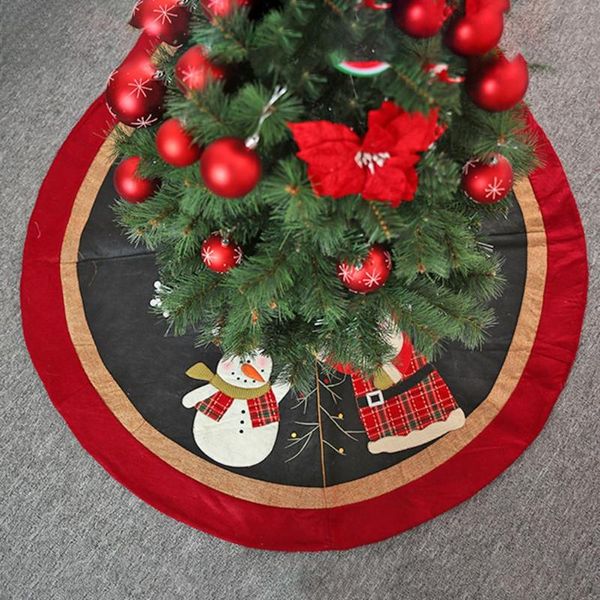 

120cm new year christmas tree skirts with embroidered snowflake party base floor cover home party decorative accessories