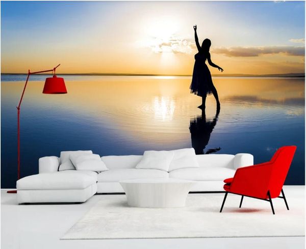

3d room wallpaper custom p mural beautiful woman wall dancing alone on the beach in the sunset art pictures wallpaper for walls 3 d