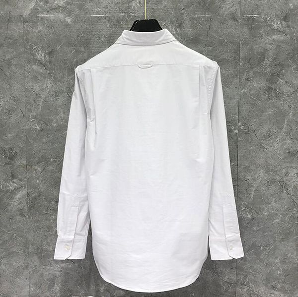 

2020 fashion tb thom brand shirts men long sleeve casual shirt turn down collar oxford whale embroidery white men's clothing, White;black