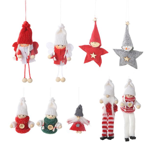 

2pcs new year christmas angel girl boy plush dolls christmas tree ornament pendant party decoration for home