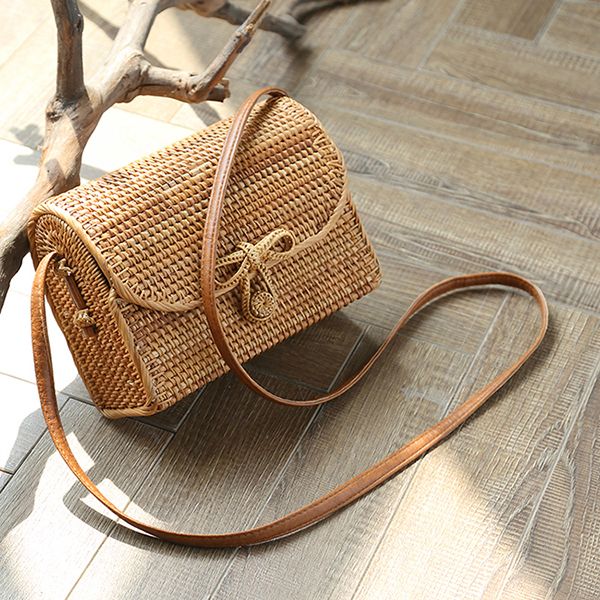 

2018 new square bag single shoulder skew spanning hand-made long cane vine woven bag of ancient persian mia beach bag j190702