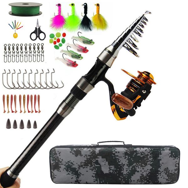 

spinning rod combos fishing carbon firber rod and reel combos full kit fishing gear with carrier bag