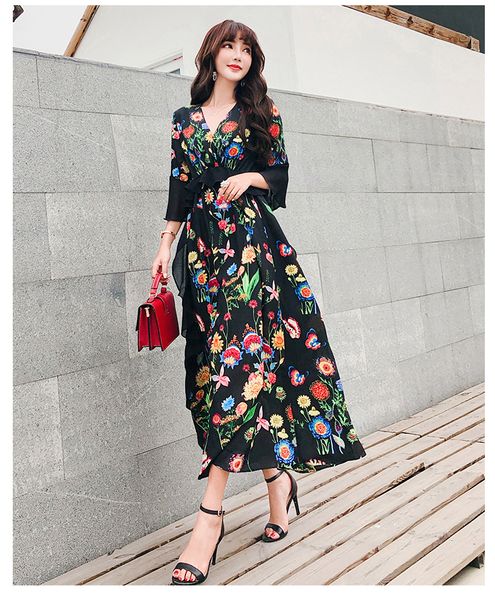 black tropical dress