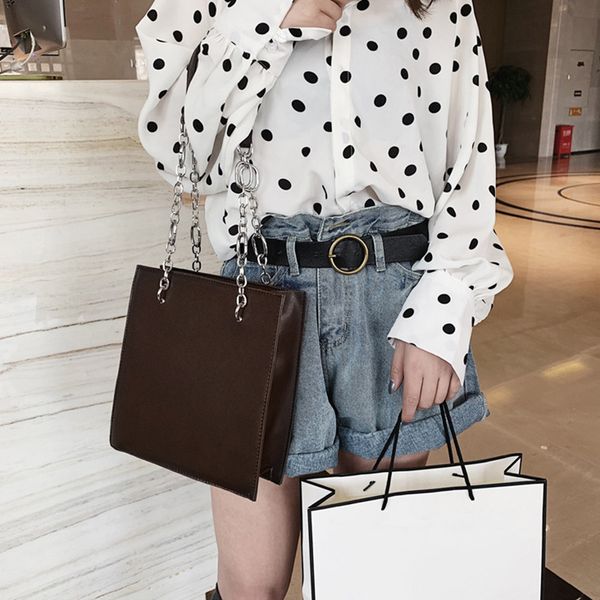 

women casual chain tote shoulder bag pu leather handbag travel dating bags o66