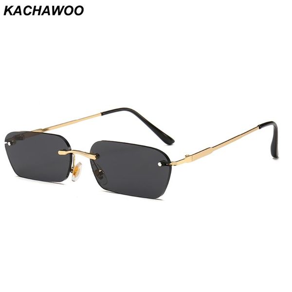

kachawoo small rectangle sunglasses for men fashion accessories ladies sun glasses rimless metal gift items, White;black