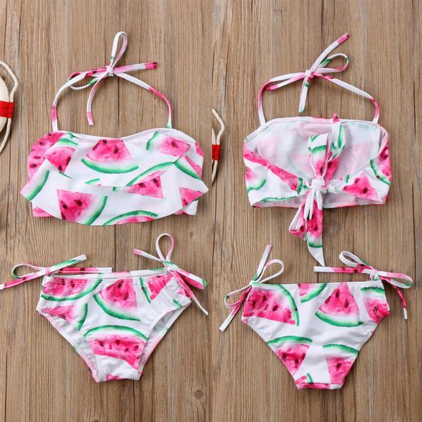 

2pcs summer kids baby girls watermelon halter bikini swimwear swimsuit briefs tankini beachwear biquini bathing suit