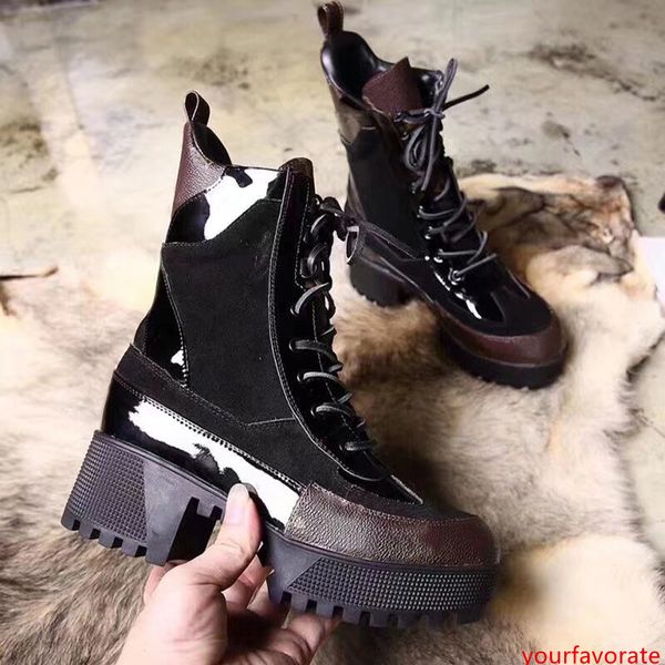 

designer desert boot women classic tall boots womens boots snow leather winter boots lady thick rubber outsole 5cm chunky heel w01