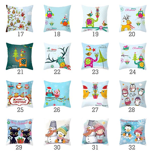 

adorable cartoon christmas print pattern cushion cover polyester sofa car cushion cover home decor chair pillowcase