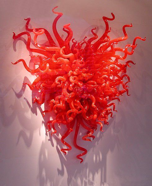 

100% mouth blown borosilicate glass wall lamps chihuly style red murano glass led wall lighting modern art deco glass wall art for home deco