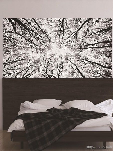 

3d black white аннотация ветвь лесообразующего изголовье стикеры спальня украшение art mural обои пвх водонепроницаемого винила