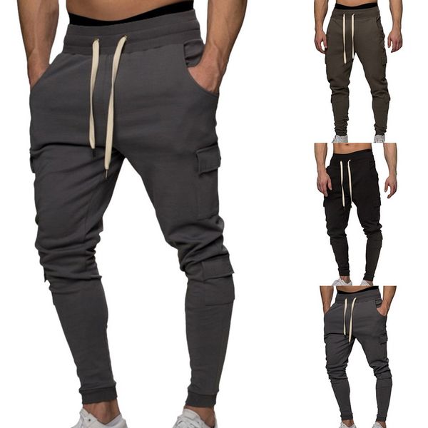 

mjartoria 2019 new pants men's sports pants elastic cotton trousers, Black
